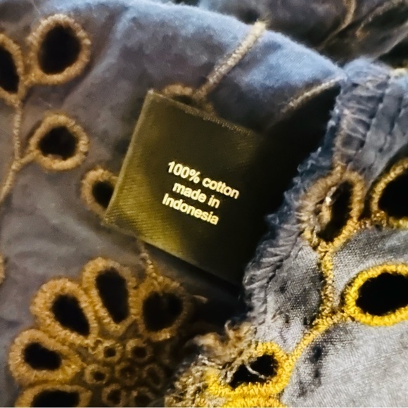 Lane Bryant Women’s Plus Sz 18 Blue Floral Eyelet Round Neck Short Sleeve Top - Picture 7 of 8